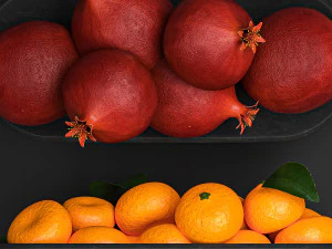 Fruit Set Pomegranate Lemon Pineapple Blueberry 3D Model