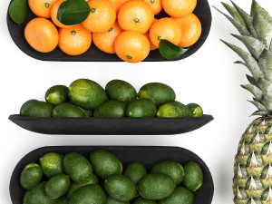 Fruit Set Pomegranate Lemon Pineapple Blueberry Model 3D