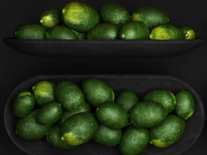 Set Of Fruits Lime Lemon Citrus Pomegranate 3D Model