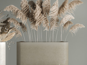Plants In Flowerpots Made Of Dried Flowers 3D-Modell