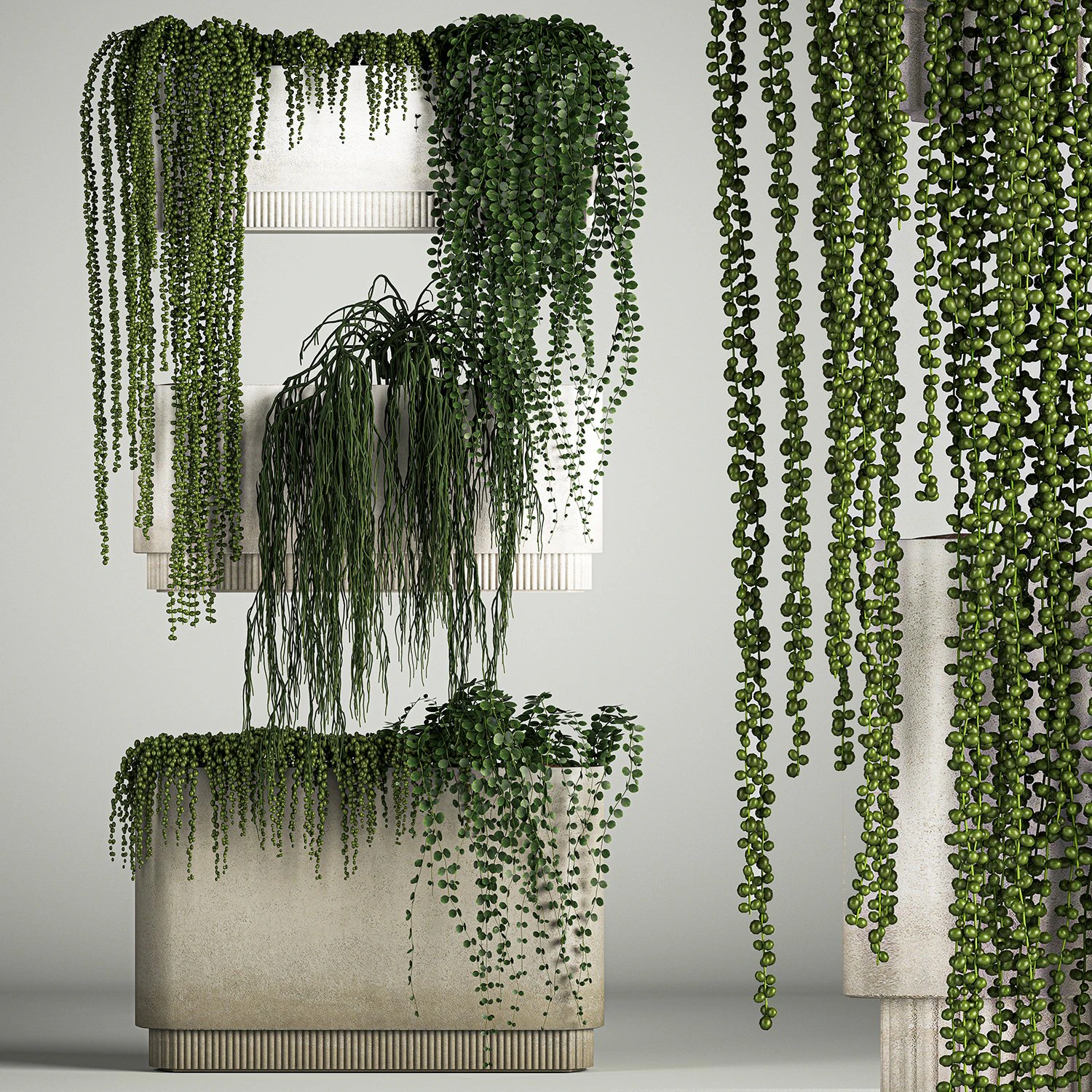 Vertical Gardening Of Wall Plants In Pots 3D Model .c4d .max .obj .3ds .fbx .stl .blend 