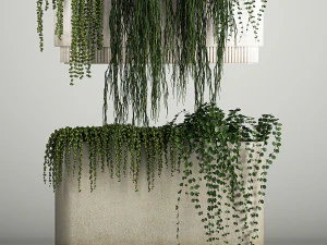 Vertical Gardening Of Wall Plants In Pots 3D Model