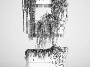 Vertical Gardening Of Wall Plants In Pots 3D Model