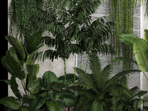 Garden And Tropical Flowerbed With Hanging Plants Modelo 3D