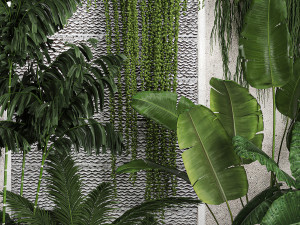 Garden And Tropical Flowerbed With Hanging Plants Modelo 3D