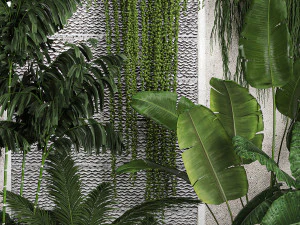 Garden And Tropical Flowerbed With Hanging Plants 3D Model