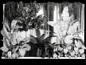 Garden And Tropical Flowerbed With Hanging Plants Modelo 3D