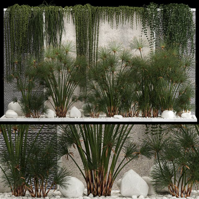 Garden And Tropical Flowerbed With Hanging Plants 3D Model .c4d .max .obj .3ds .fbx .stl .blend 