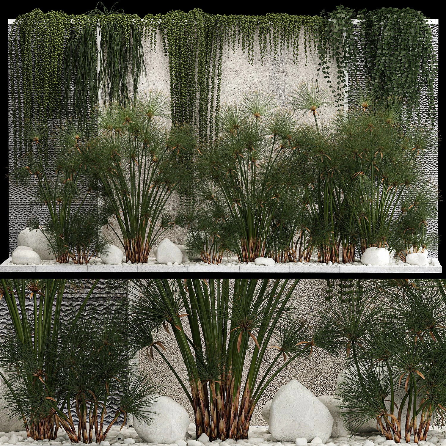Garden And Tropical Flowerbed With Hanging Plants 3D Model .c4d .max .obj .3ds .fbx .stl .blend 
