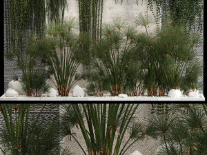 정원과 매달린 식물이 있는 열대 화단 3D 모델