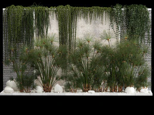 Garden And Tropical Flowerbed With Hanging Plants 3D Model