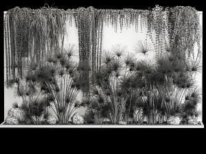 Garden And Tropical Flowerbed With Hanging Plants 3D Model