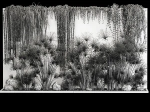 Garden And Tropical Flowerbed With Hanging Plants 3D Model