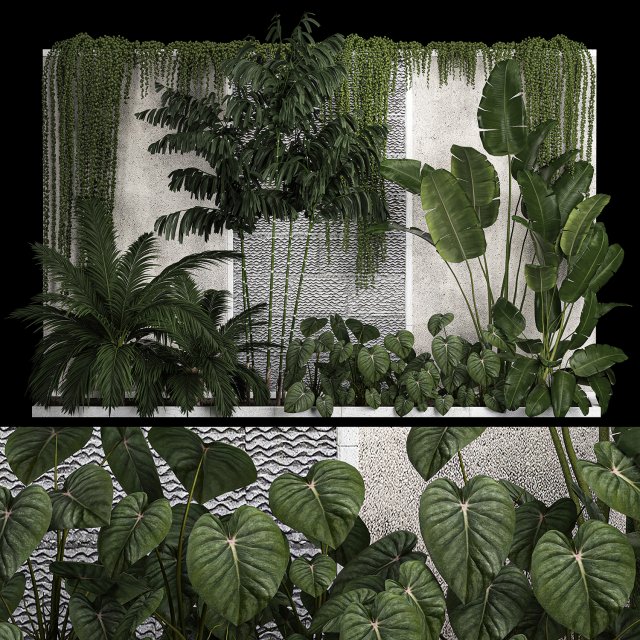 Garden And Tropical Flowerbed With Hanging Plants 1125 Modèle 3D .c4d .max .obj .3ds .fbx .stl .blend 
