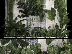 Garden And Tropical Flowerbed With Hanging Plants 1125 Modèle 3D