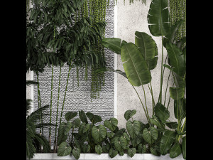 Garden And Tropical Flowerbed With Hanging Plants 1125 Modèle 3D