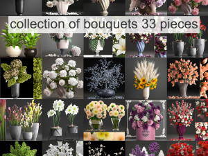 Collection of bouquets 33 pieces 3D Model