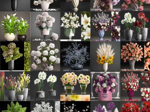 Collection of bouquets 33 pieces 3D Model