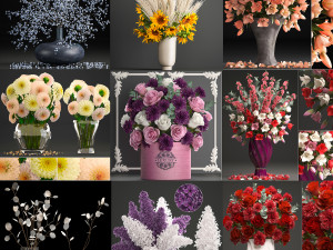 Collection of bouquets 33 pieces 3D Model