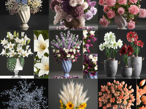 Collection of bouquets 33 pieces 3D Model