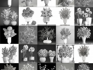 Collection of bouquets 33 pieces 3D Model
