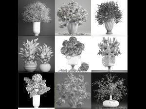 Collection of bouquets 33 pieces 3D Model