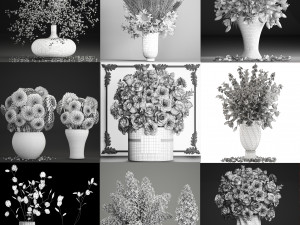 Collection of bouquets 33 pieces 3D Model