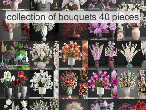 Collection of bouquets 40 pieces 3D Model