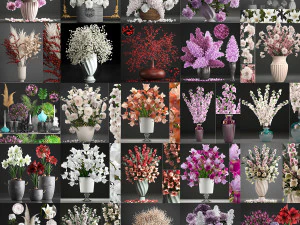 Collection of bouquets 40 pieces 3D Model