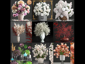 Collection of bouquets 40 pieces 3D Model