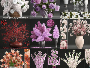 Collection of bouquets 40 pieces 3D Model