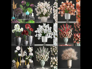Collection of bouquets 40 pieces 3D Model