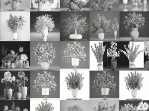 Collection of bouquets 40 pieces 3D Model