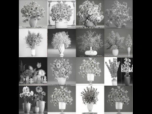 Collection of bouquets 40 pieces 3D Model