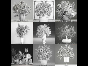 Collection of bouquets 40 pieces 3D Model