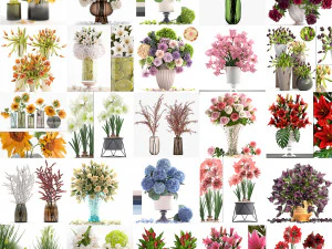 Collection of bouquets 39 pieces 3D Model