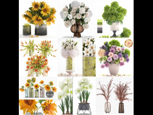 Collection of bouquets 39 pieces Modelo 3D