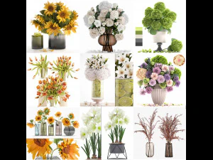 Collection of bouquets 39 pieces 3D Model