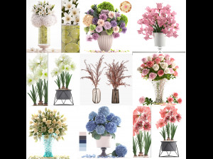 Collection of bouquets 39 pieces Modelo 3D