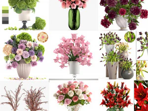 Collection of bouquets 39 pieces 3D Model