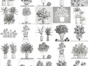 Collection of bouquets 39 pieces 3D Model