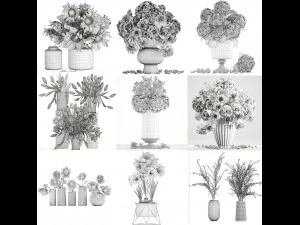 Collection of bouquets 39 pieces 3D Model