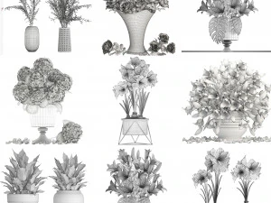 Collection of bouquets 39 pieces 3D Model