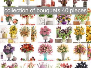 Collection of bouquets 40 pieces 3D Model