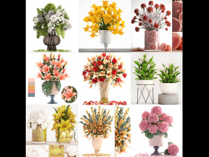 Collection of bouquets 40 pieces 3D Модель