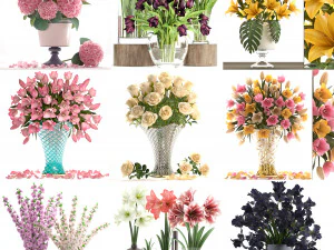 Collection of bouquets 40 pieces 3D Model