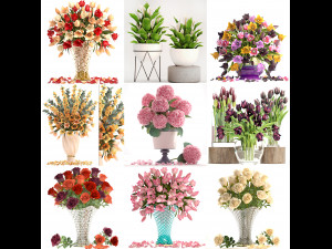Collection of bouquets 40 pieces 3D Модель