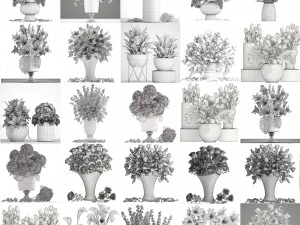 Collection of bouquets 40 pieces 3D Model