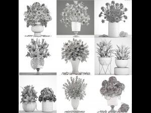 Collection of bouquets 40 pieces 3D Model