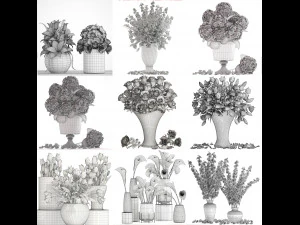 Collection of bouquets 40 pieces 3D Model